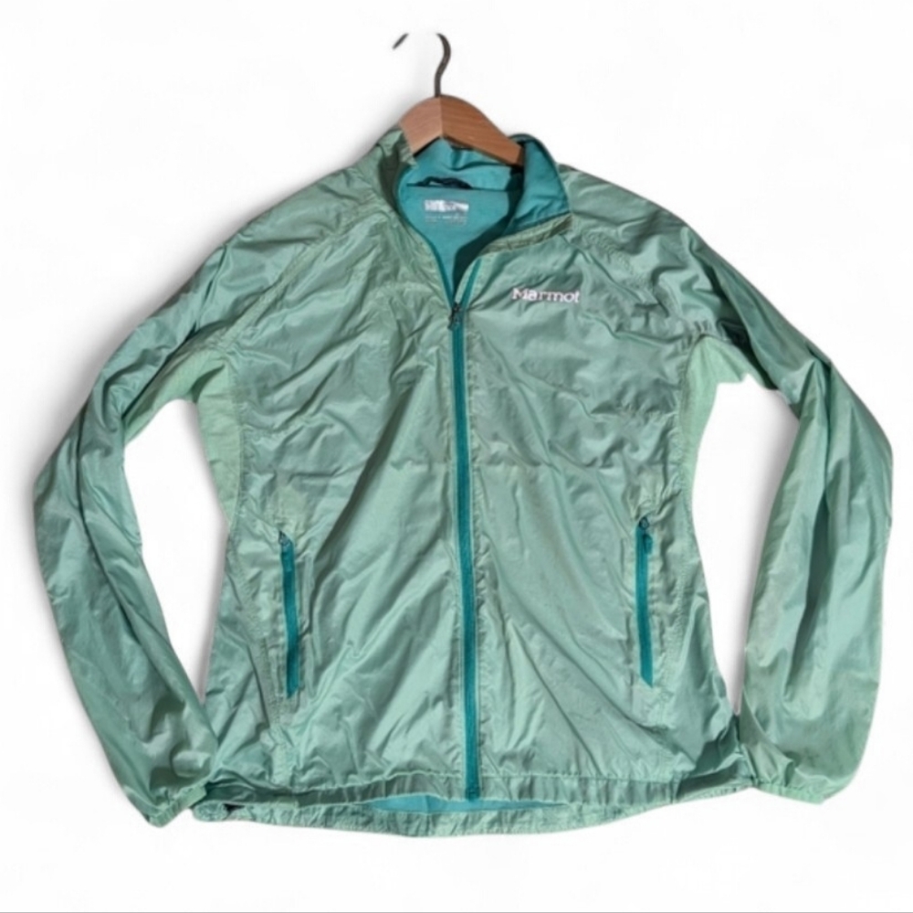 Marmot Women's MD Seafoam Green Teal Windbreaker Active Jacket Hike Run Athletic
